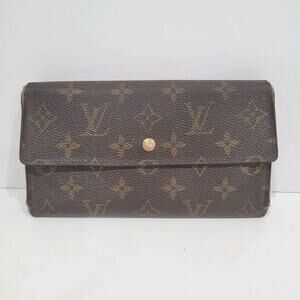 Louis Vuitton Monogram Porte Tresor Long Wallet Trifold Envelope Brown Vintage
